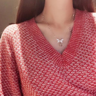 Gucci Interlocking G Butterfly Charm Chain Necklace