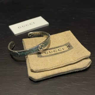 Gucci Interlocking G Engraved Vintage Texture Cuff Bracelet