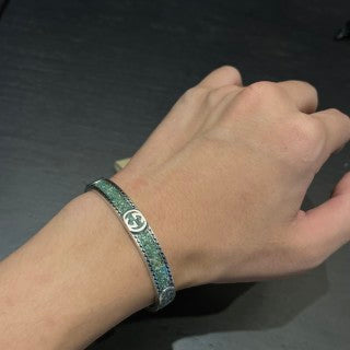 Gucci Interlocking G Engraved Vintage Texture Cuff Bracelet