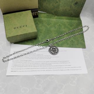 Gucci GG Engraved Medallion Pendant Necklace