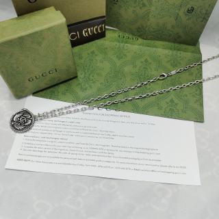 Gucci GG Engraved Medallion Pendant Necklace