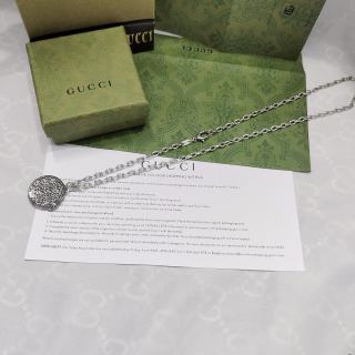 Gucci GG Engraved Medallion Pendant Necklace