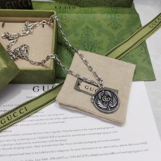 Gucci GG Engraved Medallion Pendant Necklace