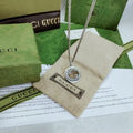 Gucci GG Interlocking Oval Pendant Silver Chain Necklace