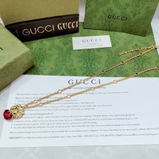 Gucci GG Gemstone Charm Pendant Necklace