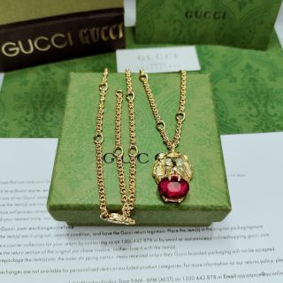 Gucci GG Gemstone Charm Pendant Necklace