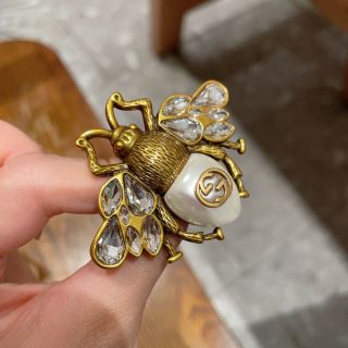 Gucci Bee Crystal Double G Brooch