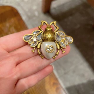 Gucci Bee Crystal Double G Brooch