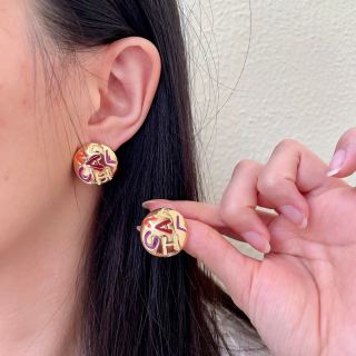 Chanel Colorful Letter Disc Stud Earrings