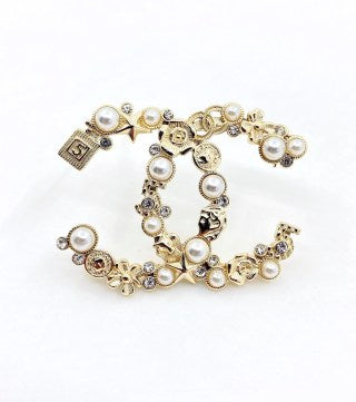CHANEL Pearl Garden CC Floral Brooch