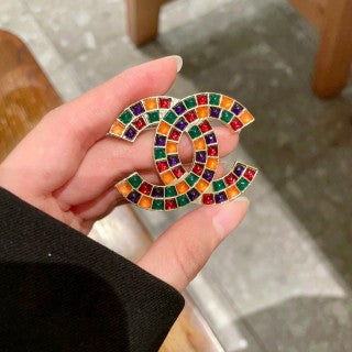 CHANEL Mirelle Mosaic Color Accent Brooch
