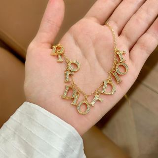 Dior CD Letter Charm Gold Chain Necklace
