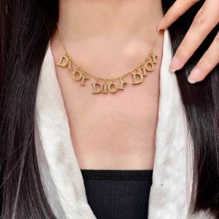 Dior CD Letter Charm Gold Chain Necklace