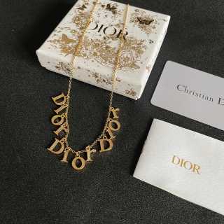 Dior CD Letter Charm Gold Chain Necklace