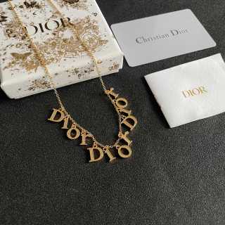 Dior CD Letter Charm Gold Chain Necklace