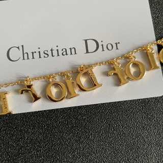 Dior CD Letter Charm Gold Chain Necklace