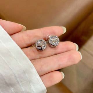 Dior CD Crystal Medallion Stud Earrings