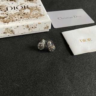 Dior CD Crystal Medallion Stud Earrings