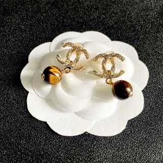 CHANEL Amber Pearl CC Drop Earrings