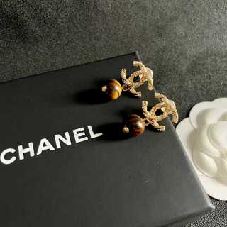 CHANEL Amber Pearl CC Drop Earrings