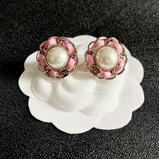 CHANEL Rosé Pearl Blossom Stud Earrings