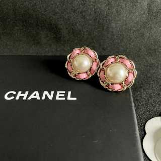 CHANEL Rosé Pearl Blossom Stud Earrings