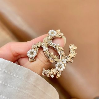 CHANEL Garden Pearl CC Floral Brooch