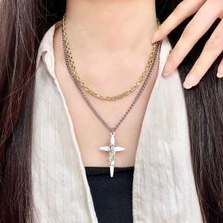 YSL Crystal Cassandre Cross Pendant Necklace