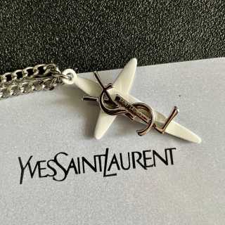 YSL Crystal Cassandre Cross Pendant Necklace