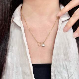 Dior Livia CD Floral Link Pendant Necklace