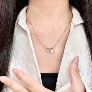Dior Livia CD Floral Link Pendant Necklace