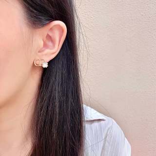 Dior Liora Mini CD Pearl Accent Stud Earrings