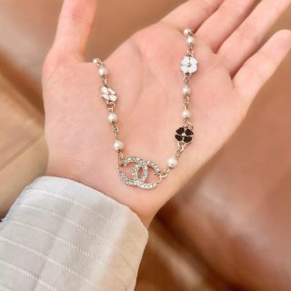 CHANEL Blossom Pearl Accent Chain Necklace