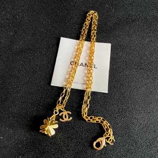 CHANEL Golden Bow CC Charm Necklace