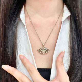 CHANEL Pearl Fan CC Charm Necklace