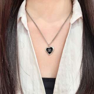 CHANEL Noir Heart CC Pendant Necklace