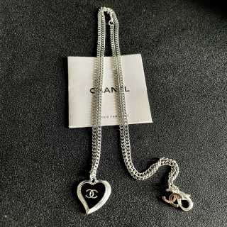 CHANEL Noir Heart CC Pendant Necklace
