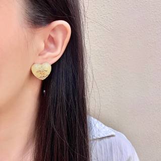 CHANEL Color Heart CC Enamel Stud Earrings