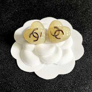 CHANEL Color Heart CC Enamel Stud Earrings