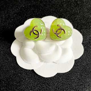 CHANEL Color Heart CC Enamel Stud Earrings