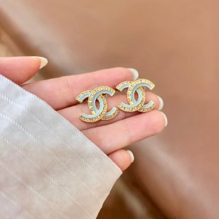 CHANEL Aurora CC Embellished Stud Earrings