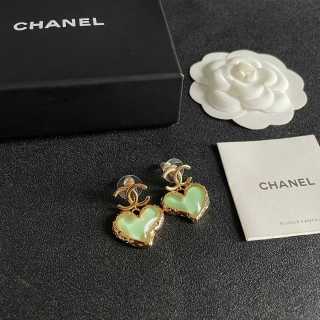 CHANEL Pearl Heart CC Charm Drop Earrings