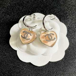 CHANEL Color Heart CC Hoop Drop Earrings