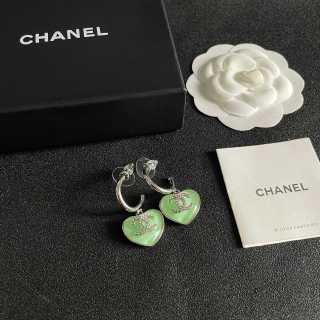 CHANEL Color Heart CC Hoop Drop Earrings