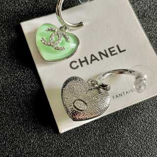 CHANEL Color Heart CC Hoop Drop Earrings