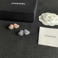 CHANEL Pearl Heart CC Stud Earrings