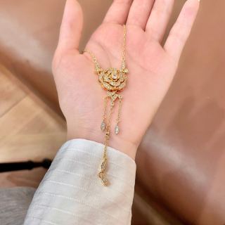 CHANEL Camellia Rainfall Pendant Necklace