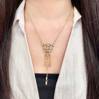 CHANEL Camellia Rainfall Pendant Necklace