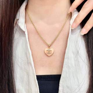 CHANEL Golden Heart Emblem Necklace