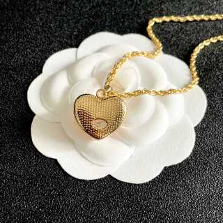 CHANEL Golden Heart Emblem Necklace